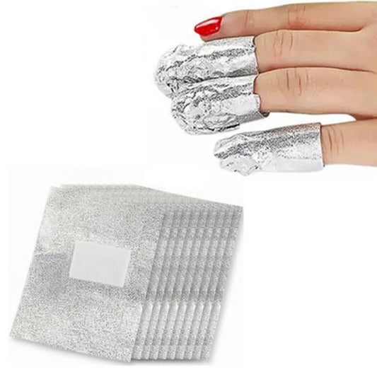 Aluminum Foil Nail Wraps x 100 For Nail Art Soak Off Acrylic UV Gel Remover